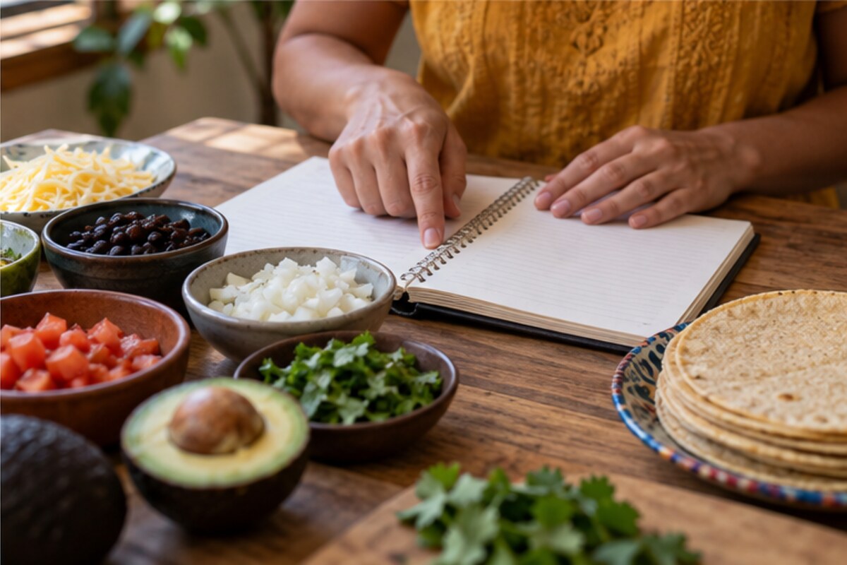 Fotografía culinaria: Revisar una receta en el orden en que se utiliza